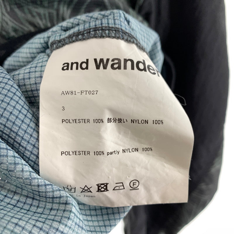 【中古品】【メンズ】 AND WANDER アンドワンダー NYLON JACKET ナイロンジャケット カラーグリーン ボタニカル柄 サイズ3 144-260825-ky-03-fuzh 万代Net店