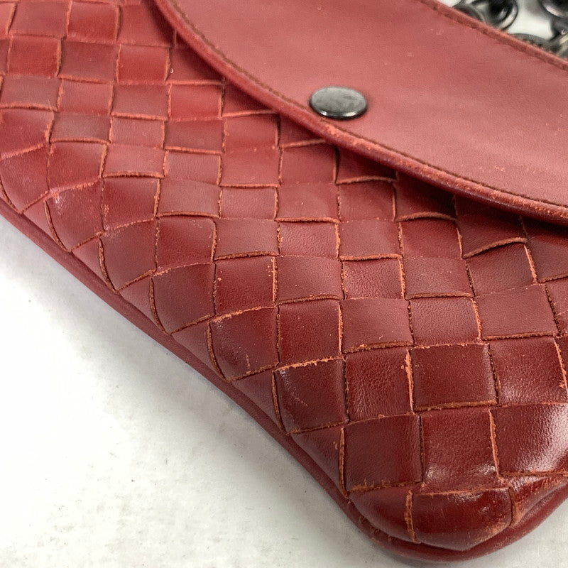 【中古品】【レディース】 BOTTEGA VENETA ボッテガ・ヴェネタ DOUBLE CHAIN COIN CASE ダブルチェーン コインケース 財布 WINE ※スレ・汚れあり 181-260829-io-18-fuzh カラー:ワイン 万代Net店