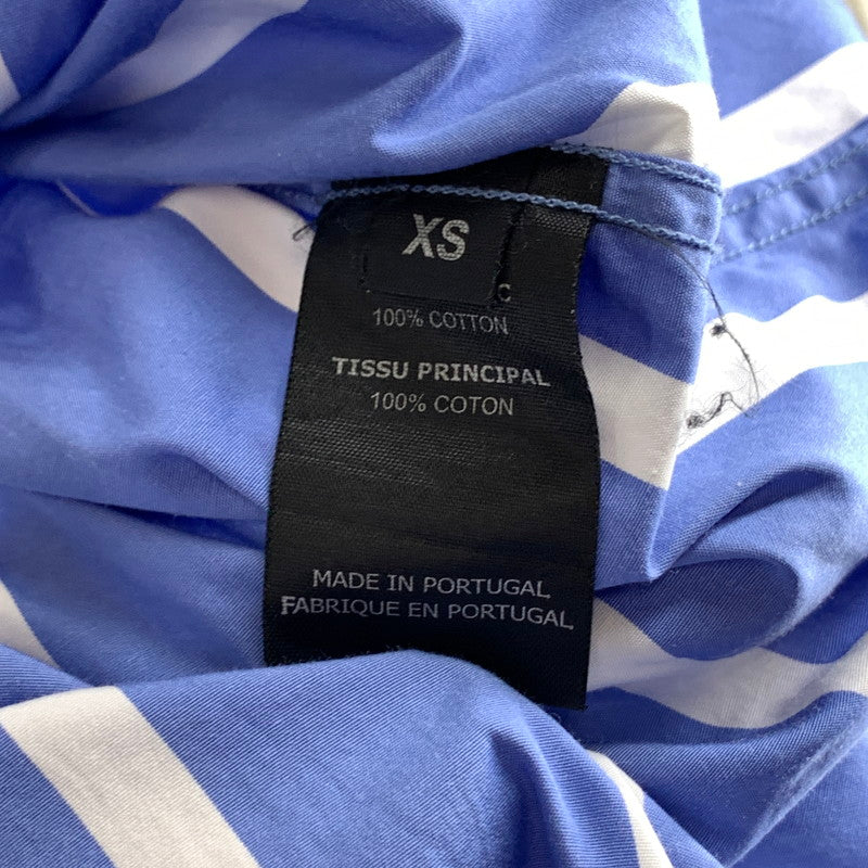 【中古品】【メンズ】 VETEMENTS ヴェトモン ストライプ 長袖シャツ オーバーサイズ ブランド 古着 140-260923-gm-46-fuz サイズ:XS カラー:ブルー ホワイト 万代Net店
