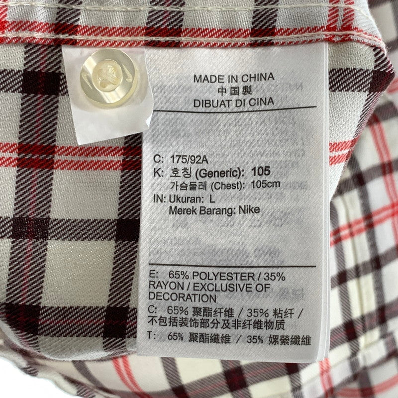 【中古品】【メンズ】 NIKE ナイキ 長袖シャツ トップス ブランド 古着 148-261004-gm-33-fuzh サイズ:L カラー:ホワイト チェック 万代Net店