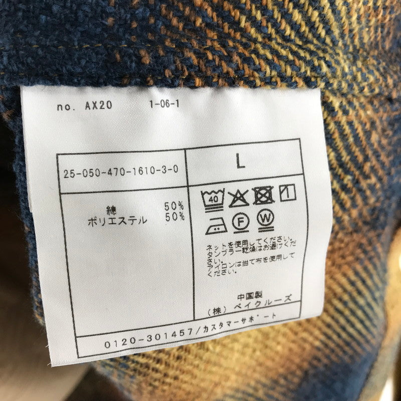 【中古品】【メンズ】 J.S.HOMESTEAD ジャーナルスタンダード ホームステッド NEP OMBRE ZIPUP SHIRT オンブレジップアップシャツ カラー紺.黄.チェック SIZE:L 147-261027-ky-18-fuzh 万代Net店