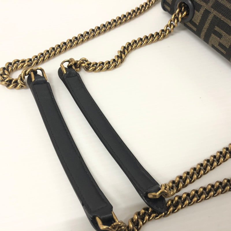 【中古品】【レディース】 FENDI フェンディ BAGUETTE CHAIN MIDI SHOULDER BAG 8BR793 ALG7 F1HZO FFロゴ ファブリック バケットチェーンミニ ショルダーバッグ カバン 180-241005-kk-24-tei カラー:ブラウン 万代Net店