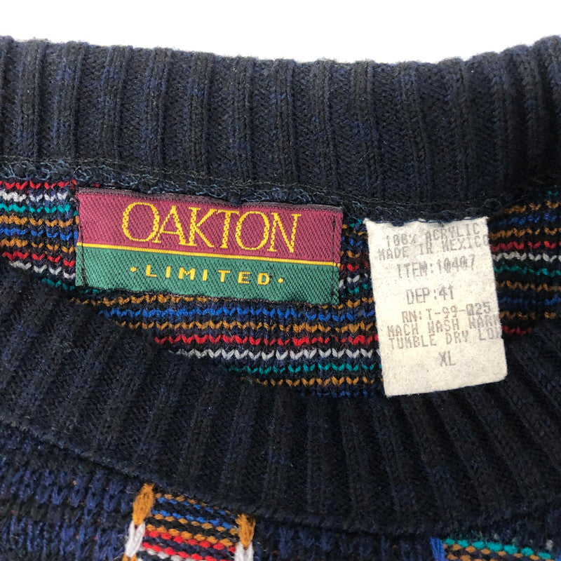【中古品】【メンズ】 OAKTON オークトン 90's ACRYLIC KNIT SWEATER 90年代 アクリルニット セーター トップス 145-260818-kk-02-hon サイズ:XL カラー:ネイビー 万代Net店