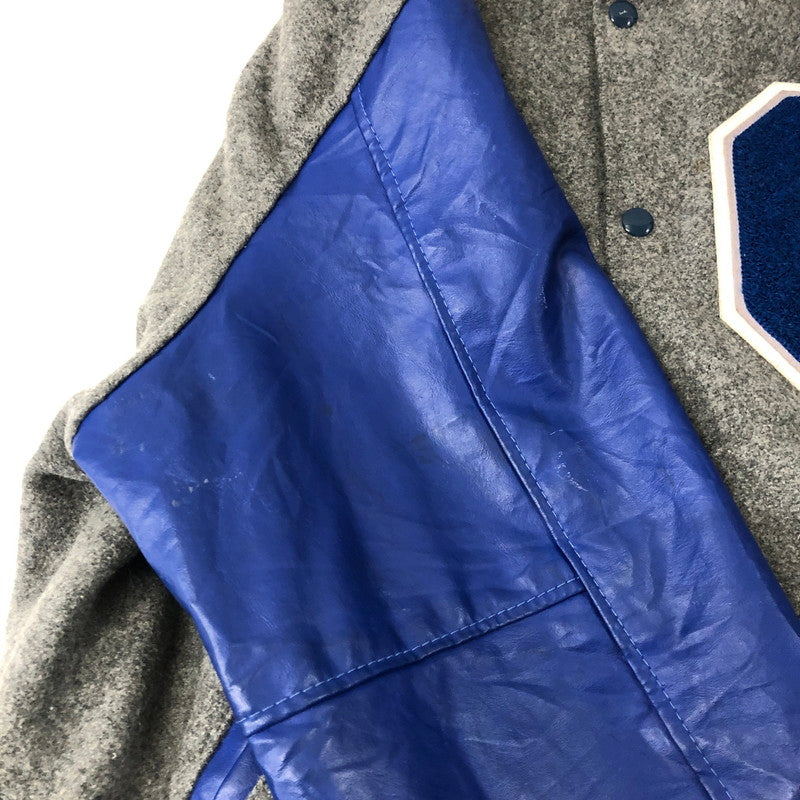 【中古品】【メンズ】 HOLLOWAY ホロウェイ LEATHER SLEEVE VARSITY JACKET レザースリーブ バーシティージャケット アウター スタジャン USA製 145-250116-kk-28-tei サイズ:L カラー:グレー/ブルー 万代Net店