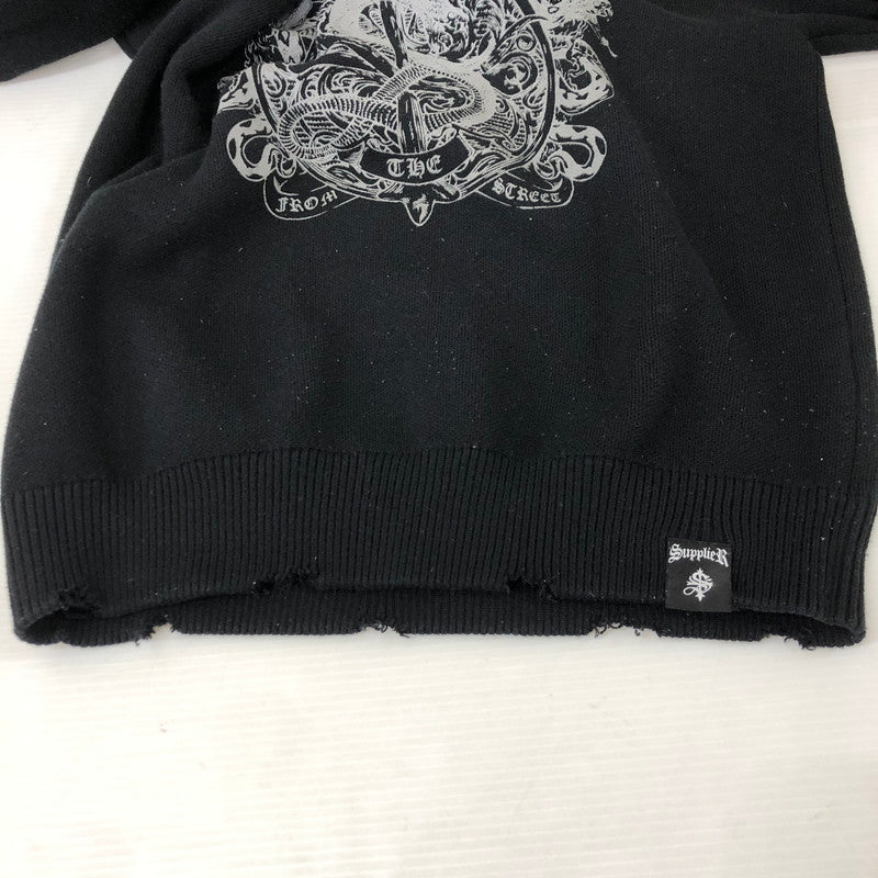【中古品】【メンズ】 SUPPLIER サプライヤー SNAKE EMBLEM KNIT スネーク エンブレムニット トップス セーター 142-250301-kk-12-tei サイズ:M カラー:ブラック 万代Net店