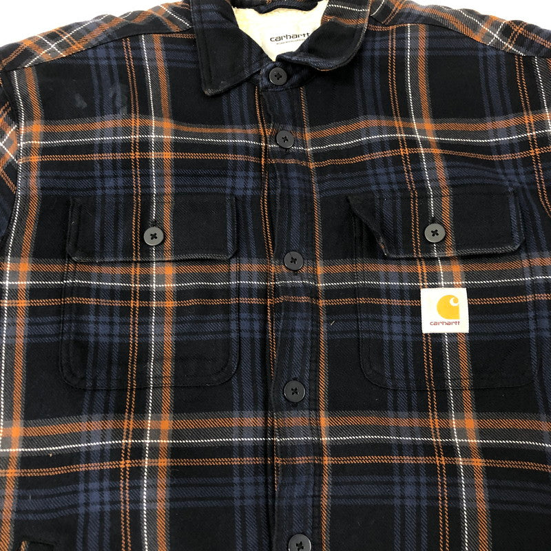 【中古品】【メンズ】 Carhartt WIP カーハート ワークインプログレス AIDEN SHIRT JACKET I028216 アイデンシャツジャケット ライトアウター 145-250301-kk-20-tei サイズ:XL カラー:ネイビー/ブラウン 万代Net店