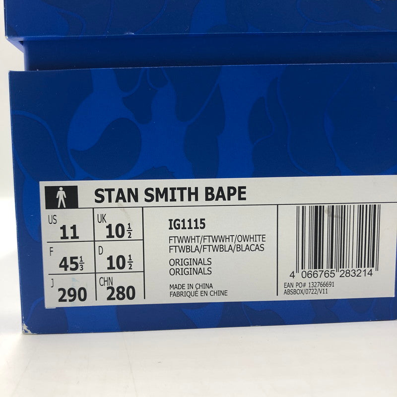【中古品】【メンズ】 アディダス × A BATHING APE アベイシングエイプ 別注 コラボ 23AW STAN SMITH BAPE IG1115 スタンスミス ベイプ スニーカー 靴 30周年記念 161-250727-KS-03-tei カラー:FTWWHT/FTWWHT/OWHITE 万代Net店