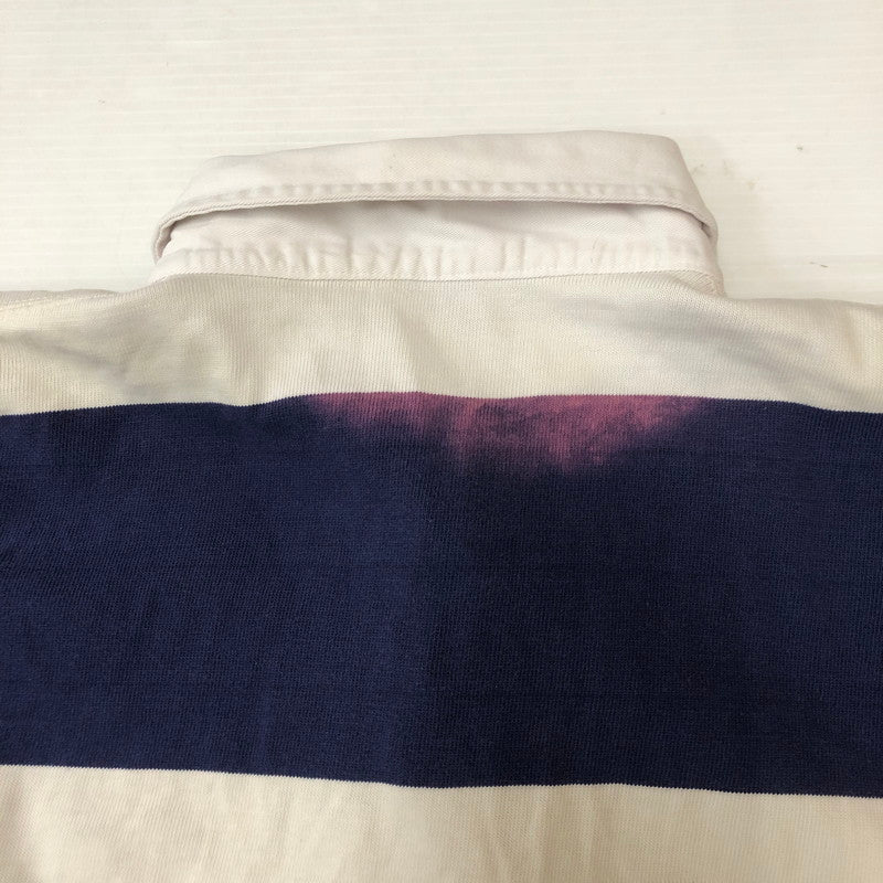 【現状渡し品】【メンズ】 Polo by Ralph Lauren ポロバイラルフローレン BORDER RUGGER SHIRT ボーダー ラガーシャツ トップス 長袖 ラグビーシャツ 147-250506-kk-02-tei サイズ:XL カラー:ホワイト/ネイビー 万代Net店