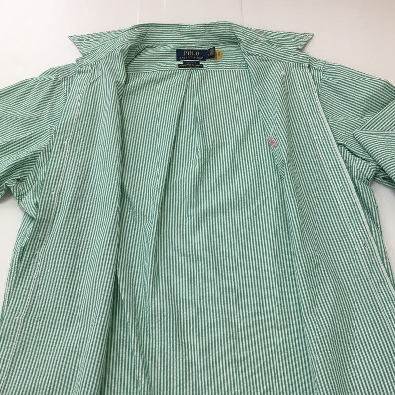 【中古品】【メンズ】 ポロ・ラルフローレン CLASSIC FIT L/S STRIPE B.D SHIRT クラシック フィット ストライプ ロングスリーブ ボタンダウンシャツ 長袖 トップス 147-250602-KS-15-tei サイズ:L カラー:グリーン 万代Net店