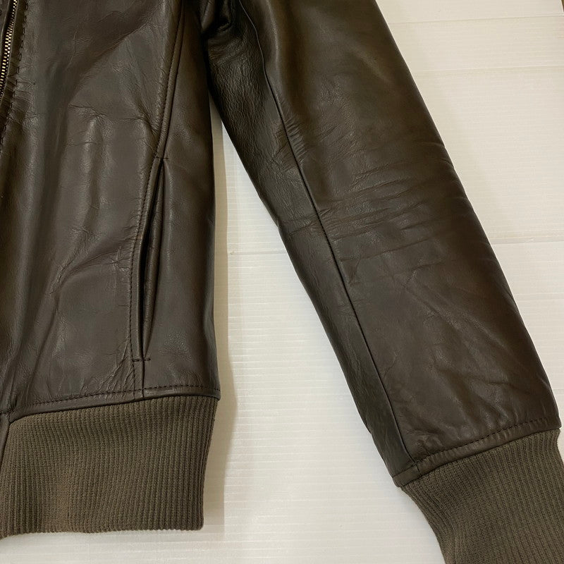 【中古品】【メンズ】 junhashimoto ジュンハシモト 17AW MINI COLLAR FLIGHT JACKET LEATHER 1021720006 ミニカラーフライトジャケット レザー アウター 140-250817-ts-01-fuz サイズ:2 カラー:ブラウン 万代Net店