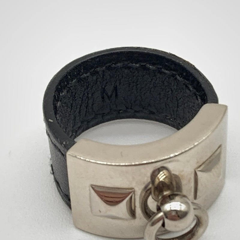 【中古品】【レディース】 HERMES エルメス コリエドシアン シルバーレザーリング 182-260311-nm-10-otoh サイズ:M(約11号前後) カラー:シルバー×ブラック 万代Net店