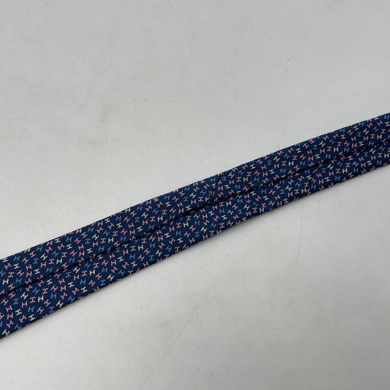 【中古品】【メンズ】 HERMES エルメス H・ローブ・デュ・ソワール 339337T シルク ネクタイ H柄 服飾雑貨 182-251128-yo-04-tei カラー:ネイビー 万代Net店