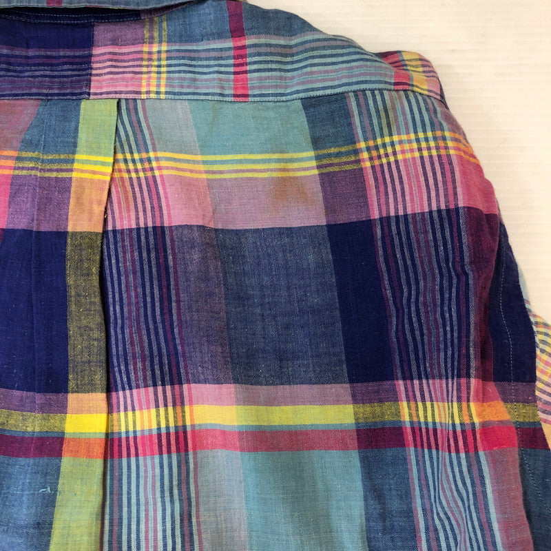 【現状渡し品】【メンズ】 ラルフローレン 90's MADRAS CHECK BD L/S SHIRT 90年代 マドラス チェック ボタンダウン ロングスリーブ シャツ 長袖 トップス 145-250930-yo-12-tei サイズ:M カラー:パープル系 万代Net店