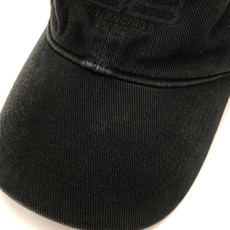 【中古品】【メンズ】 BALENCIAGA バレンシアガ 22AW BB LOGO CAP BB ロゴ キャップ 帽子 ロゴ刺繍 ヴィンテージ加工 183-251116-yy-09-tei サイズ:L カラー:ブラック 万代Net店