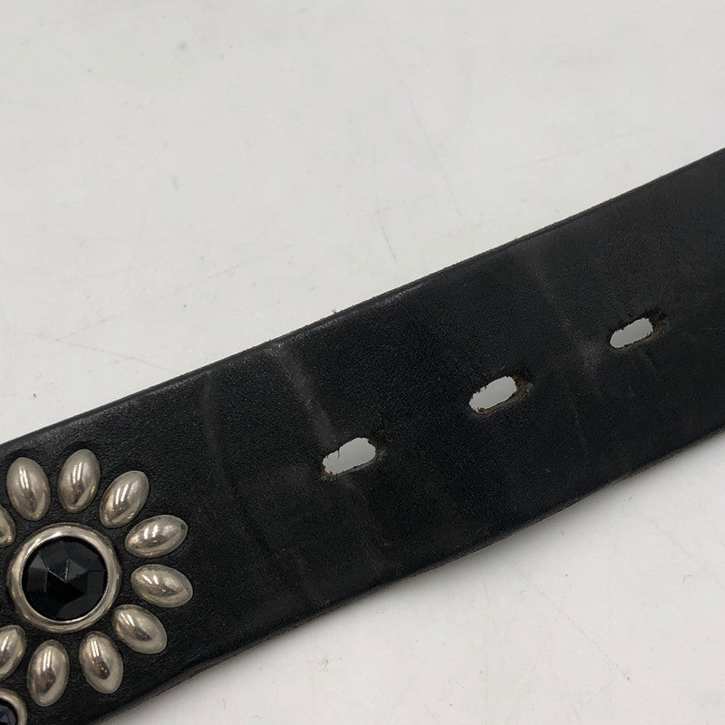 【中古品】【メンズ】 HTC エイチティーシー COLOR STONE FLOWER STUDS LEATHER BELT カラーストーン フラワー スタッズ レザーベルト 服飾雑貨 アクセサリー 205-251123-yy-06-tei カラー:ブラック 万代Net店