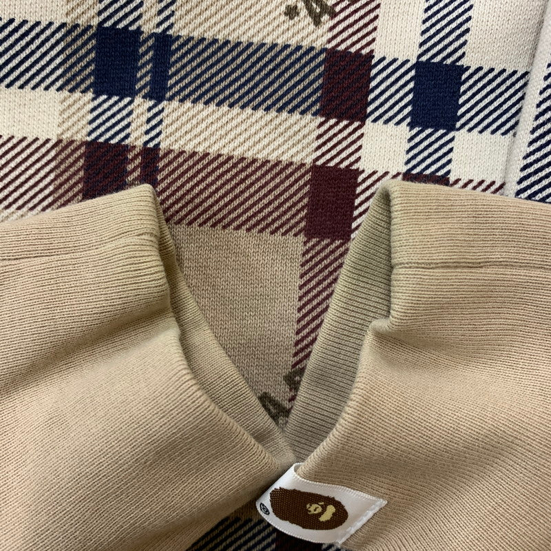 【中古品】【メンズ】 A BATHING APE アベイシングエイプ CREWNECK CHECK SWEAT 001SWJ801061I クルーネック チェック スウェット 長袖 トップス トレーナー 142-251216-yy-01-tei サイズ:S カラー:ブラウン 万代Net店