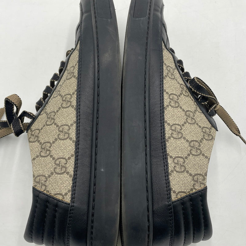 【中古品】【メンズ】 GUCCI グッチ LEATHER LOWCUT SNEAKER 386752 GGスプリーム レザー ローカット スニーカー シューズ 靴 162-260206-yo-03-tei サイズ:8 カラー:ブラック 万代Net店