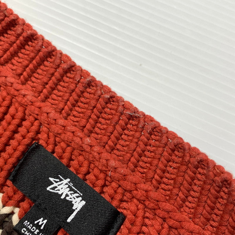 【中古品】【メンズ】 CHUNKY COTTON STRIPE SWEATER 117272 チャンキーコットン ストライプ セーター トップス ニット プルオーバー 142-260221-ko-14-fuzh サイズ:M カラー:レッド 万代Net店