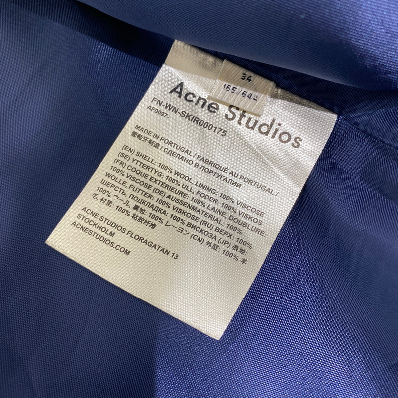 【中古品】【レディース】 ACNE STUDIOS アクネストゥディオズ AF0097ネイビー ピンストライプ ボタンダウン ミニスカート 171-260810-nm-53-tei サイズ:34 カラー:ネイビー系 万代Net店