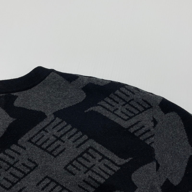 【中古品】【メンズ】 GAKKIN ガッキン × BUDSPOOL バッズプール 別注 コラボ JACQUARD SWEATER 花罰 ジャガードセーター 長袖 トップス ニット 147-260417-yo-08-tei サイズ:L カラー:ブラック/グレー 万代Net店