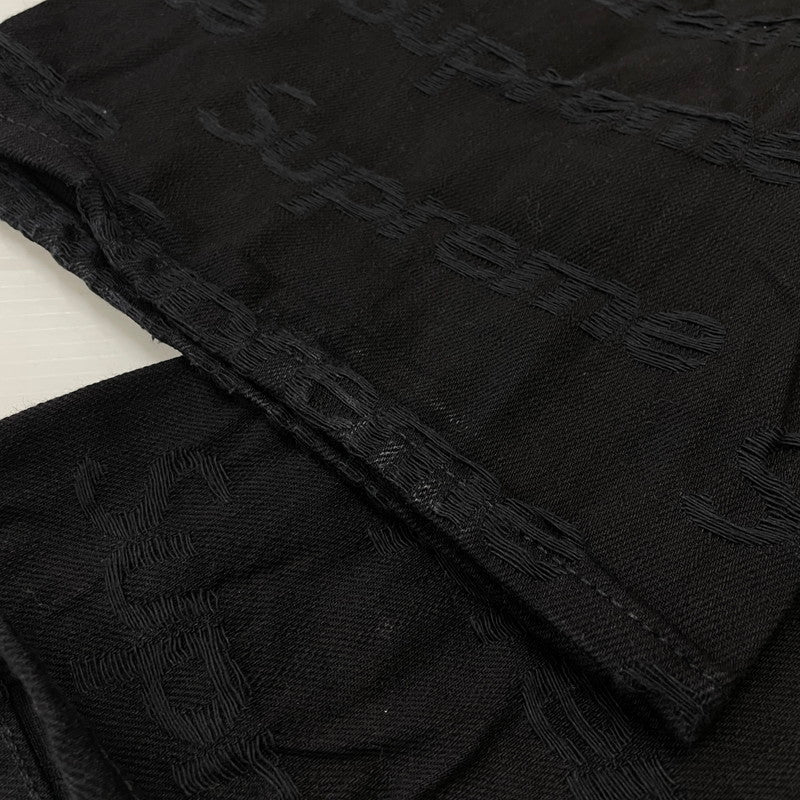 【中古品】【メンズ】 SUPREME シュプリーム 25FW JACQUARD LOGOS DOUBLE KNEE PAINTER JEAN ジャガード ロゴ ダブルニー ペインターパンツ ボトムス デニムパンツ 149-260612-yo-02-tei サイズ:34 カラー:ブラック 万代Net店