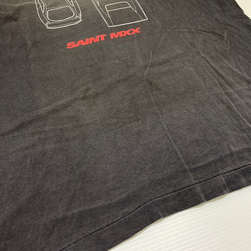 【中古品】【メンズ】 SAINT Mxxxxxx セントマイケル FAST FURIOUS FF_SS T-SHIRT SM-MK8-0000-C06 ファスト ヒュリアス ショートスリーブ Tシャツ 半袖 トップス ダメージ加工 142-260626-ko-04-tei サイズ:XL カラー:ブラック 万代Net店