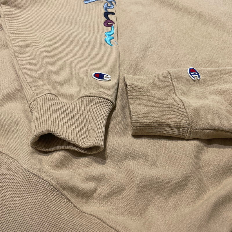 【中古品】【メンズ】 KITH キス × CHAMPION チャンピオン 別注コラボ LOGO HOODIE ロゴ フーディ 長袖 トップス プルーオーバー パーカー 142-260706-sa-09-tei サイズ:M カラー:ベージュ 万代Net店
