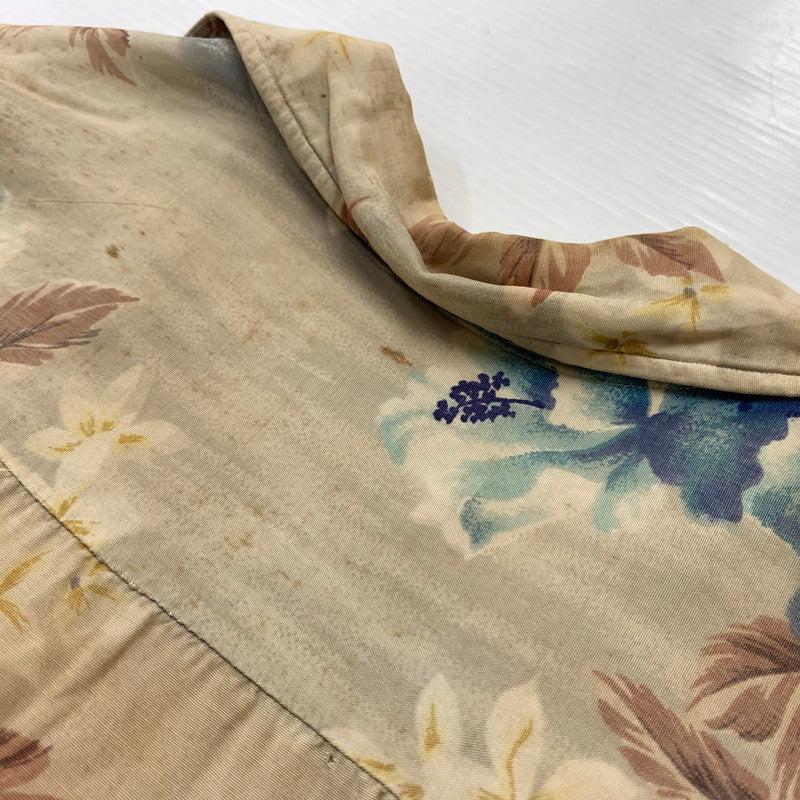 【現状渡し品】【メンズ】 PENNY'S ペニーズ 50's~ OPEN COLLAR ALOHA SHIRT VINTAGE 50年代~ オープンカラー アロハシャツ 半袖 トップス ヴィンテージ 145-260707-yo-07-tei サイズ:不明 カラー:ベージュ 万代Net店