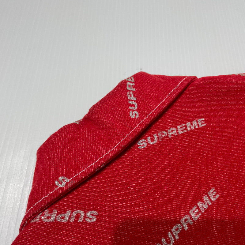 【中古品】【メンズ】 SUPREME シュプリーム 17SS DENIM LOGO CHORE COAT デニムロゴ チョアコート ライトアウター デニムジャケット 149-260801-yo-10-tei サイズ:M カラー:レッド 万代Net店