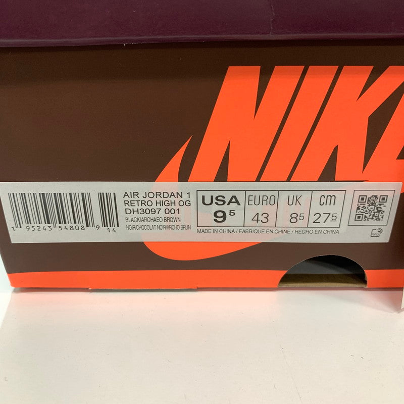 【中古品】【メンズ】 NIKE ナイキ DH3097-001 AIR JORDAN 1 HIGH OG "HAND CRAFTED" スニーカー 靴 箱付き・黒タグ・シューレース付き ※小さな汚れあり 160-261024-io-25-fuzh サイズ:27.5cm カラー:茶.緑.白 万代Net店
