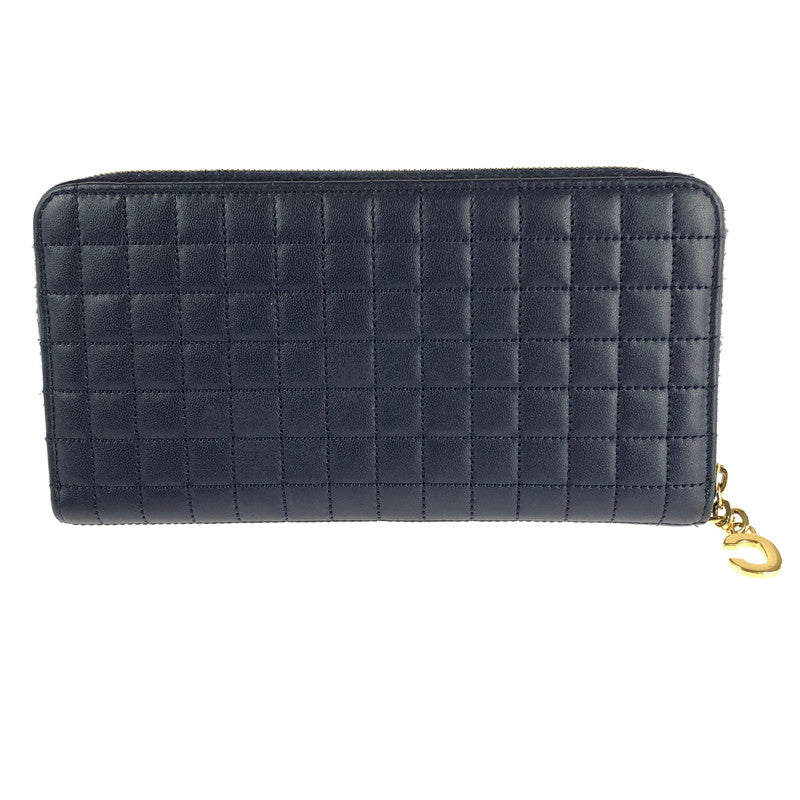 【中古品】【レディース】 CELINE セリーヌ 10B553BFL Cチャーム キルティングレザー ラウンドジップロングウォレット 長財布 181-240818-hi-15-tag カラー:ネイビー 万代Net店