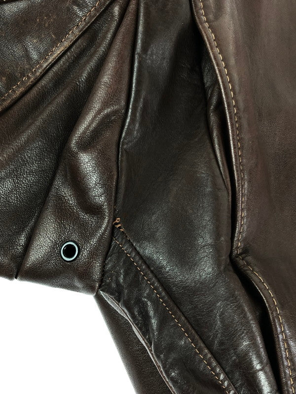 【現状渡し品】【メンズ】 schott ショット シングルライダースジャケット トップス アウター 145-241127-yk-08-tag サイズ:44 カラー:ブラウン 万代Net店