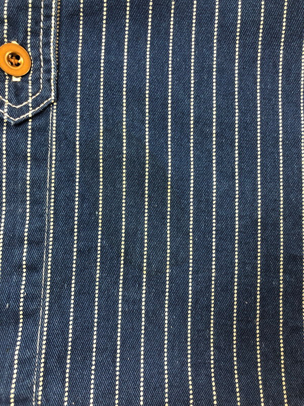 【中古品】【メンズ】 STUDIO D'ARTISAN ステュディオダルチザン WABASH STRIPE WORK SHIRT 5532 ウォバッシュ ストライプ ワークシャツ 半袖シャツ 145-260518-na-13-tagh サイズ:S カラー:インディゴ 万代Net店