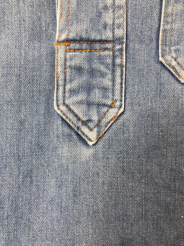【中古品】【メンズ】 USED ユーズド PULLOVER DENIM SHIRT プルオーバー デニム シャツ 長袖シャツ トップス 146-260514-rt-11-tagh サイズ:不明 下記参照 カラー:インディゴ 万代Net店