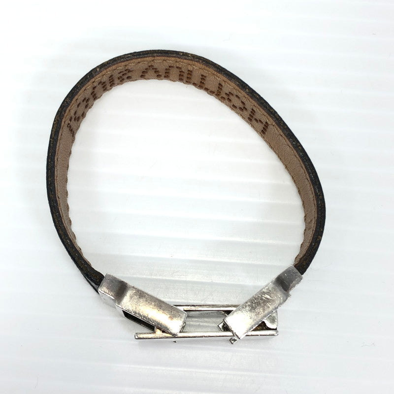 【中古品】【メンズ】 LOUIS VUITTON ルイ・ヴィトン パンチング ロゴ レザーバングル ブレスレット アクセサリー 179-251107-yy-08-tag サイズ:S カラー:ブラック/シルバー 万代Net店