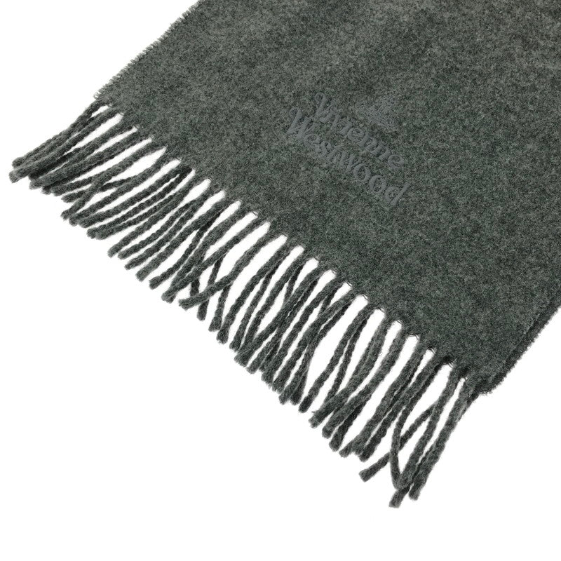 【中古品】【レディース】 Vivienne Westwood ヴィヴィアンウエストウッド ORB LOGO WOOL MUFFLER オーブ ロゴ ウール マフラー 服飾小物 187-260208-na-03-tag カラー:グレー 万代Net店