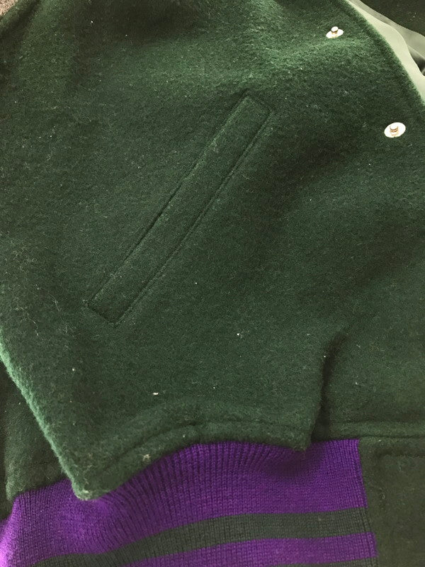 【中古品】【メンズ】 RALPH LAUREN ラルフローレン 80'S WOOL VARSITY JACKET 80年代 バーシティー ジャケット アウター 146-260707-na-09-tagh サイズ:M カラー:グリーン/グレー 万代Net店