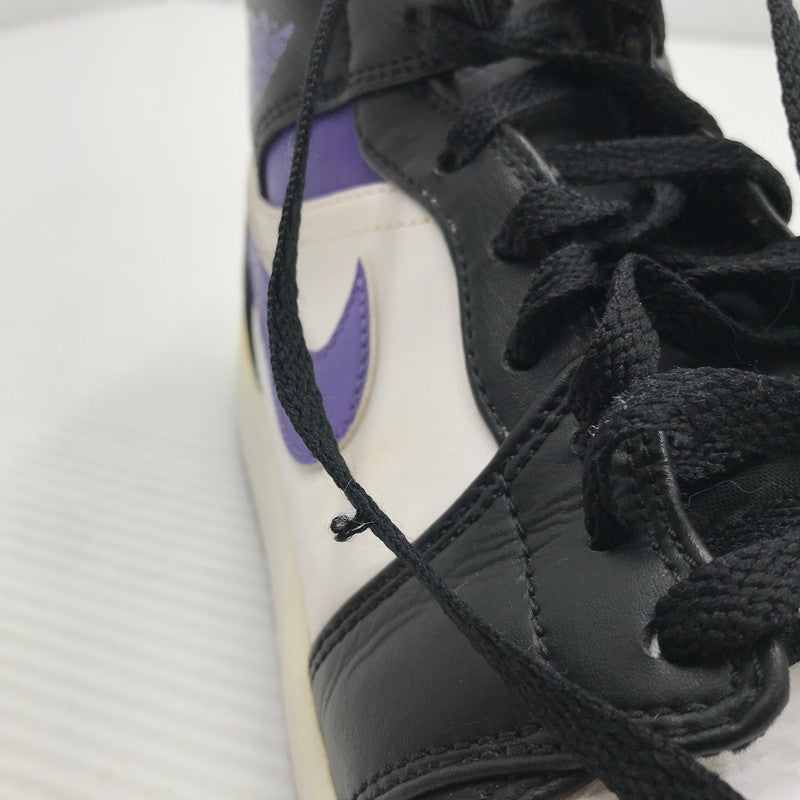 【現状渡し品】【メンズ】 NIKE ナイキ AIR JORDAN 1 MID BLACK COURT PURPLE 554724-095 エア ジョーダン 1 ミッド スニーカー 靴 160-260926-rt-02-tagh サイズ:26.5cm US8.5 カラー:BLACK/DARK IRIS-WHITE 万代Net店