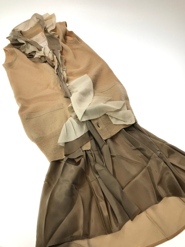 【現状渡し品】【レディース】 SACAI サカイ 10AW RUFFLE LAYERED LONG KNIT VEST 10-01255 2010年秋冬 フリル レイヤード ロング ニット ベスト トップス 168-261026-ty-20-tagh サイズ:1 カラー:ベージュ 万代Net店