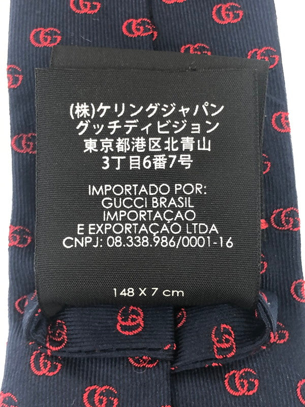 【中古美品】【メンズ】 GUCCI グッチ GG LOGO SILK TIE GGロゴ シルクタイ 服飾雑貨 ネクタイ 183-251216-SY-07-iwa カラー:ネイビー 万代Net店