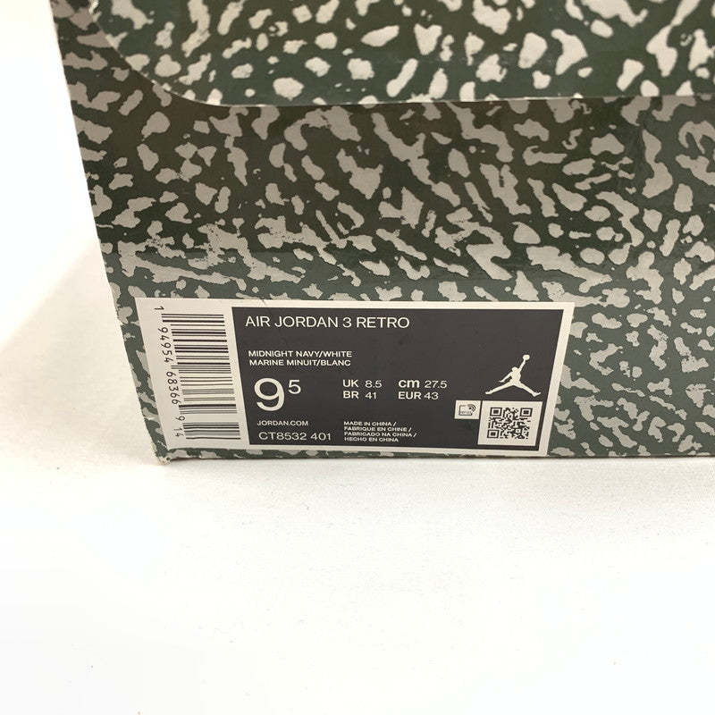 【中古品】【メンズ】 NIKE ナイキ CT8532-401 AIR JORDAN 3 RETRO ”MIDNIGHT NAVY" スニーカー 靴 160-260601-st-03-otoh カラー:ミッドナイトネイビー/セメントグレー/ホワイト 万代Net店