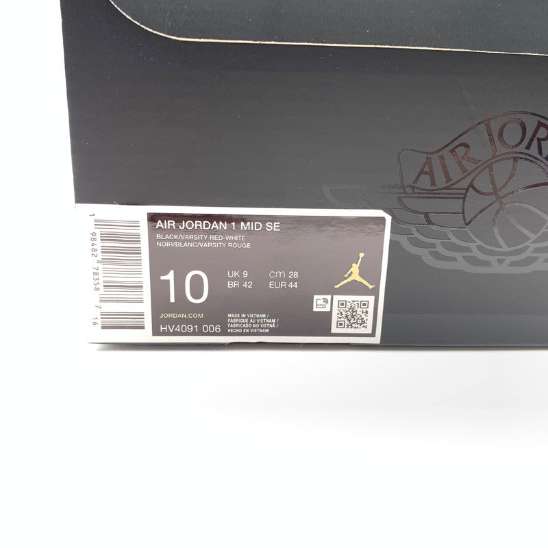 【中古美品】【メンズ】 NIKE ナイキ HV4091-006 AIR JORDAN 1 MID SE "BLACK WHITE VARCITY RED" スニーカー 靴 160-260505-st-04-otoh カラー:ブラック/ホワイト/バーシティレッド 万代Net店