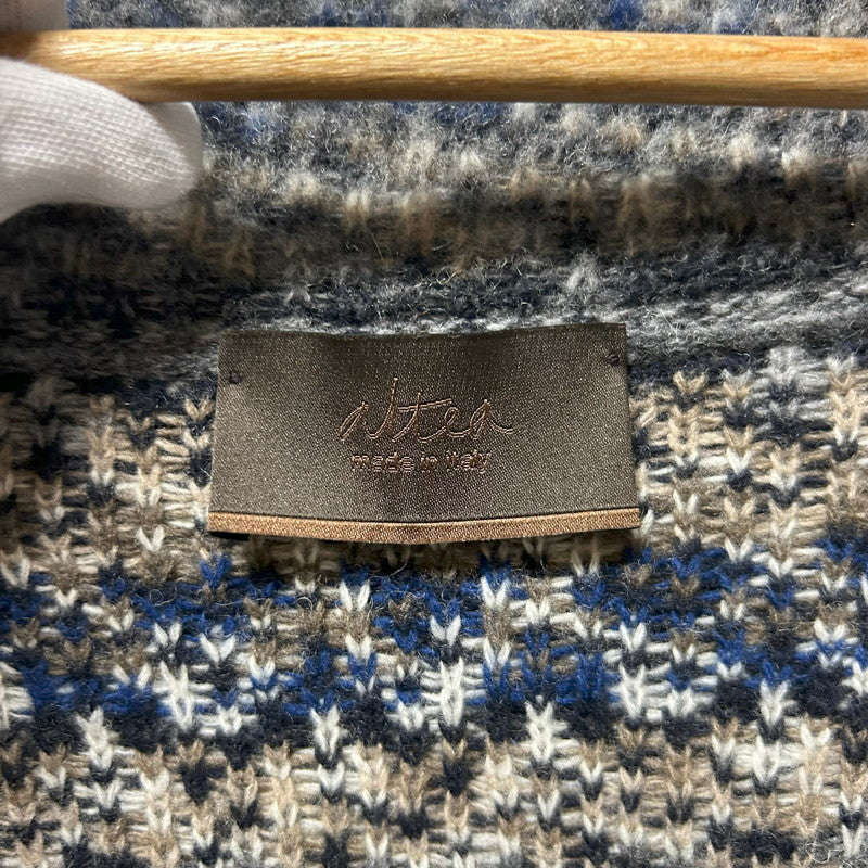 【中古品】【メンズ】 Altea アルテア ウールニットジャケット ブルー ブラウン グレー サイズL 147-250724-AA-08-ich サイズ:L カラー:青・グレー 万代Net店