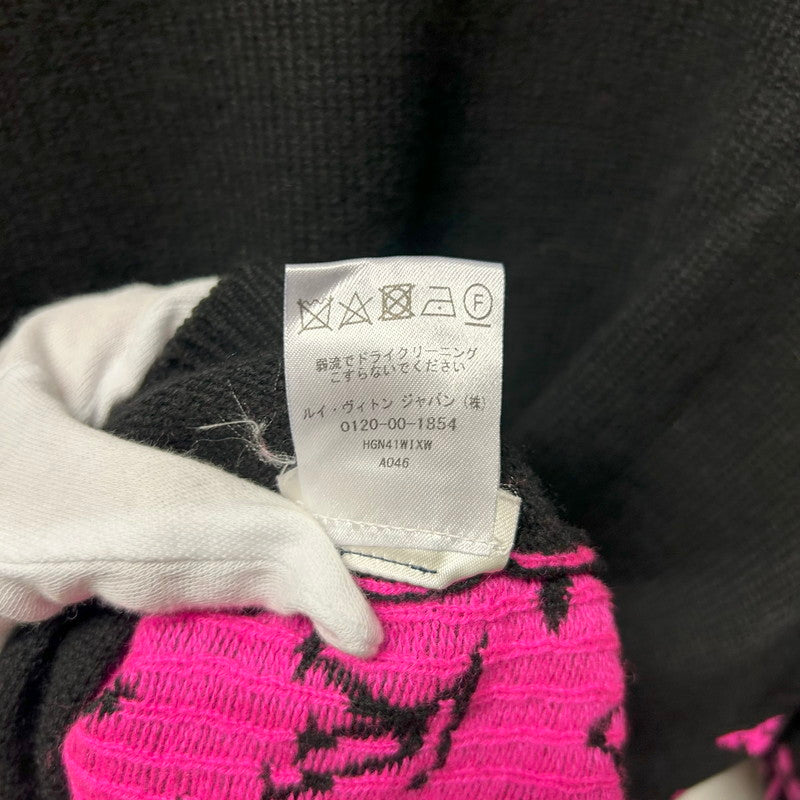 【中古美品】【メンズ/レディース】 LOUIS VUITTON ルイ・ヴィトン ハーフアンドハーフ モノグラム ニット カシミヤ セーター ピンク 183-250724-AA-13-ich サイズ:L カラー:ブラック・ピンク 万代Net店