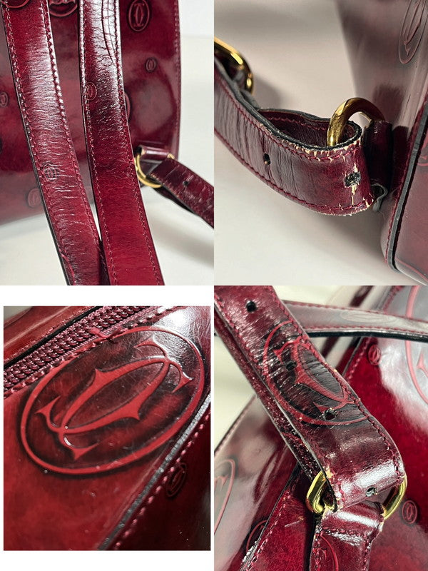 【中古品】【レディース】 CARTIER カルティエ Cartier カルティエ ハッピーバースデー リュックサック バッグ レザー ボルドー 180-250513-SS-05-ich 万代Net店