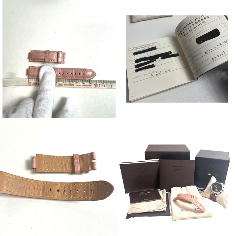 【中古品】【レディース】 LOUIS VUITTON ルイ・ヴィトン タンブール クロノグラフ Q1321 SS 箱あり 替えベルト付き 電池交換済 179-250901-SS-03-ich 万代Net店