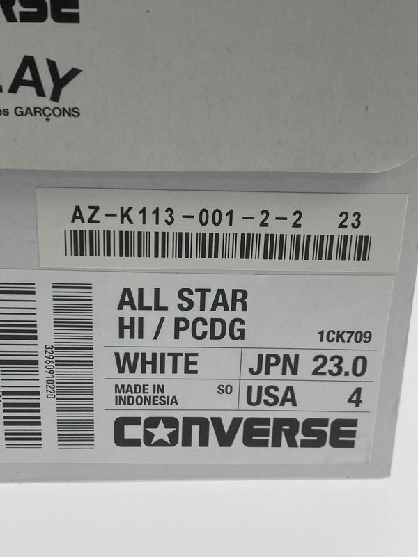 【中古美品】【レディース】 PLAY COMME DES GARCONS プレイ コムデギャルソン × CONVERSE コンバース ALL STAR HI オールスター ハイ スニーカー 166-250914-em-50-min サイズ:23.0cm カラー:ホワイト 万代Net店