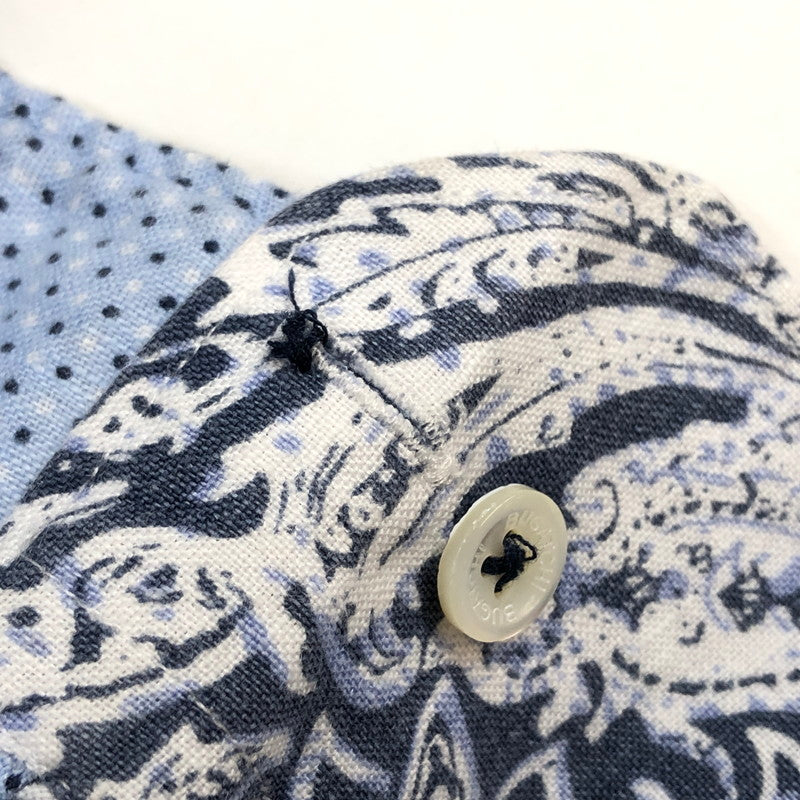 【中古品】【メンズ】 BUGATCHI ブガッチ LINEN L/S SHIRT 総柄 リネン 長袖シャツ カジュアルシャツ トップス 146-260504-hn-01-fur サイズ:不明 カラー:ネイビー/ホワイト 万代Net店