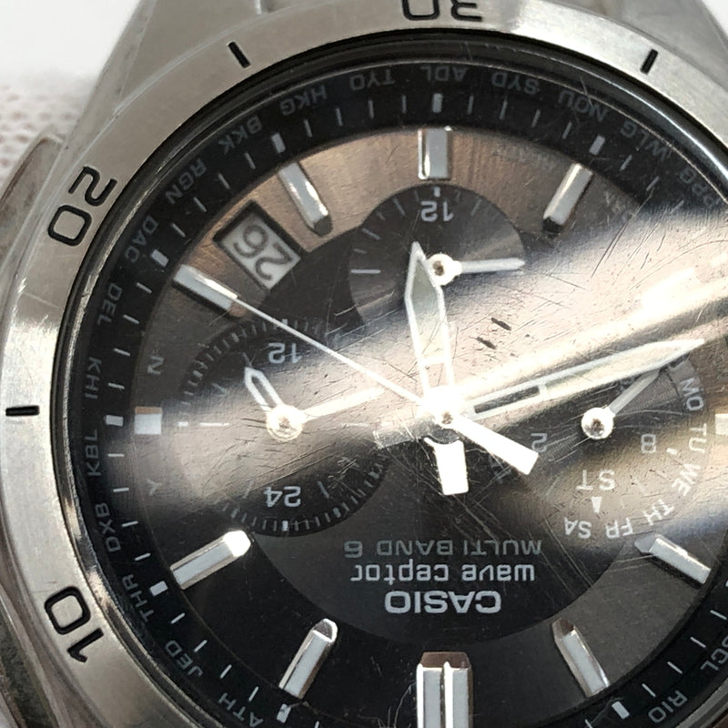 【現状渡し品】【メンズ】 CASIO カシオ WAVE CEPTOR SOLAR WATCH WVQ-M410DE-1A2JF ウェーブセプター ソーラー クロノグラフ アナログ 腕時計 197-260726-hn-02-fur カラー:シルバー/ブラック 万代Net店