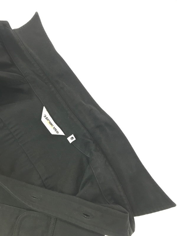 【中古品】【メンズ】 A BATHING APE アベイシングエイプ EARLY EMBROIDERED WORK SHIRTS ワークシャツ 長袖シャツ 初期 刺繍 142-260131-rt-06-tag サイズ:XL カラー:ブラック 万代Net店